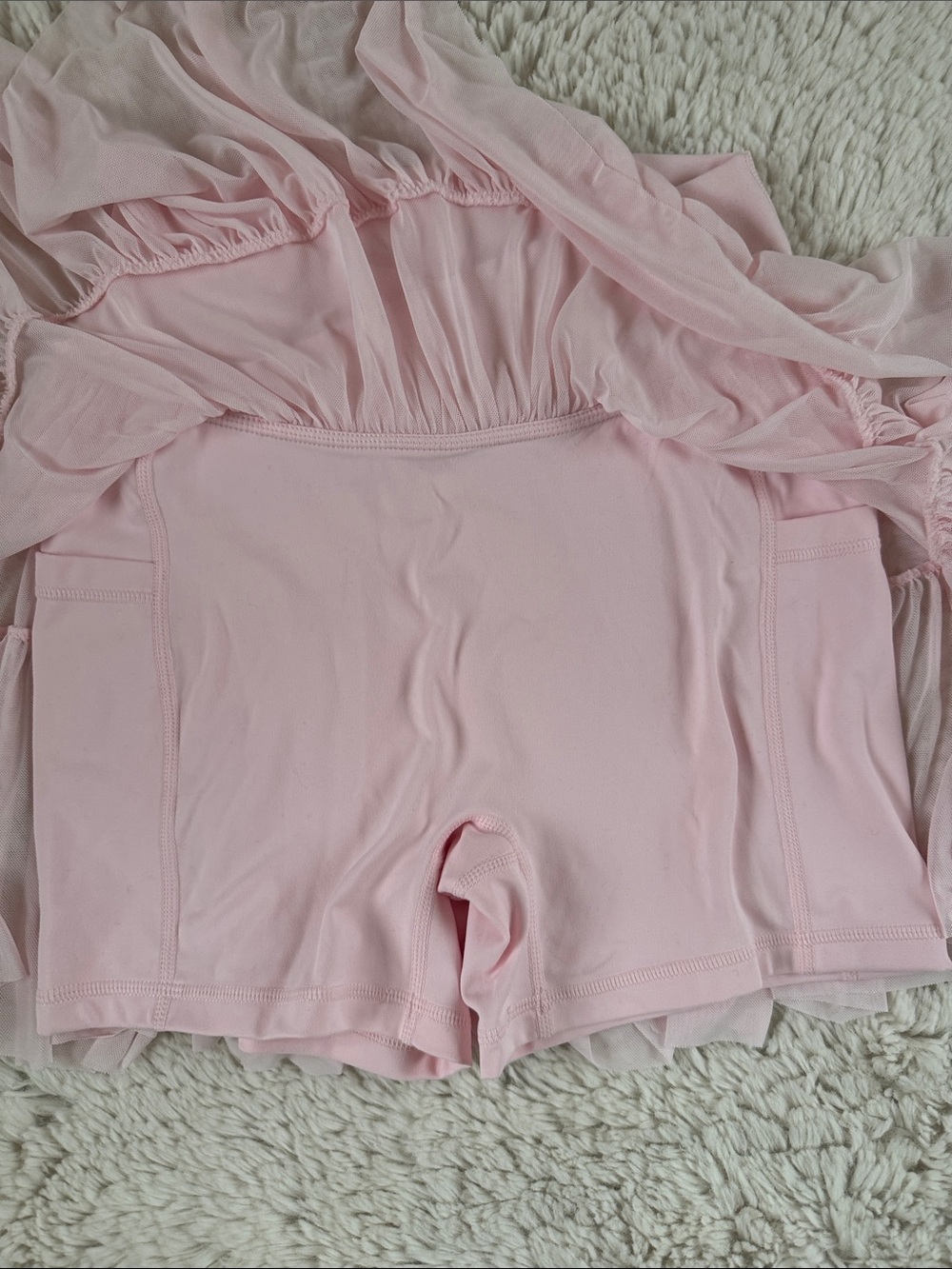 Women's Light Pink Tiered Skater Skirt with Crossover Waist - Picture 2 of 5